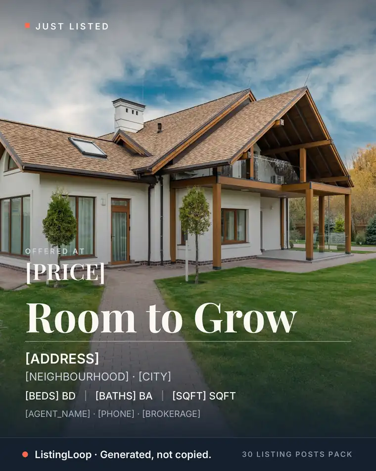 Just Listed — Family Home — post 3 of the 30 Listing Posts Pack